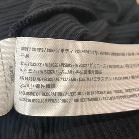 Abercrombie & Fitch- Black Ribbed Midi Dress Side Slit Keyhole Chest Detail- M - Picture 8 of 8